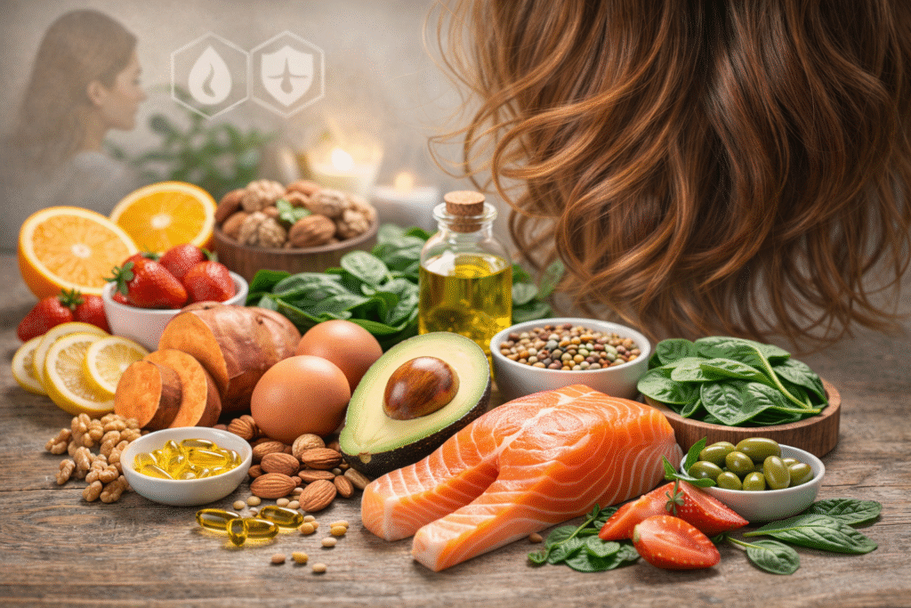 alimentos ricos em nutrientes para fortalecer o cabelo
