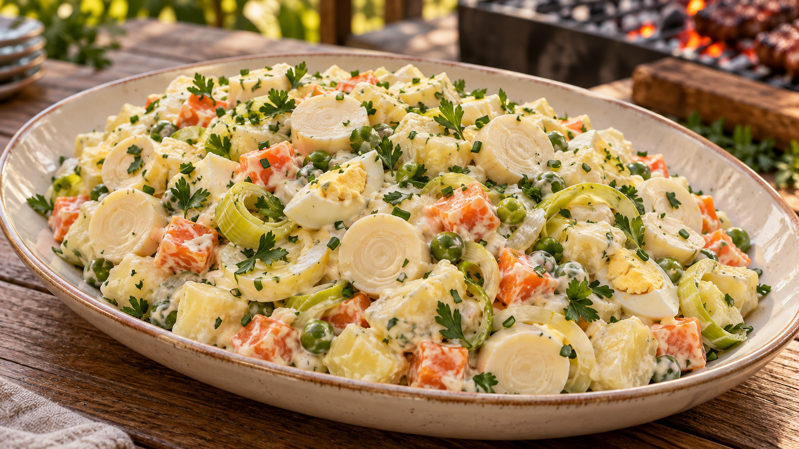 Salada de Maionese com Palmito e Alho-Poró
