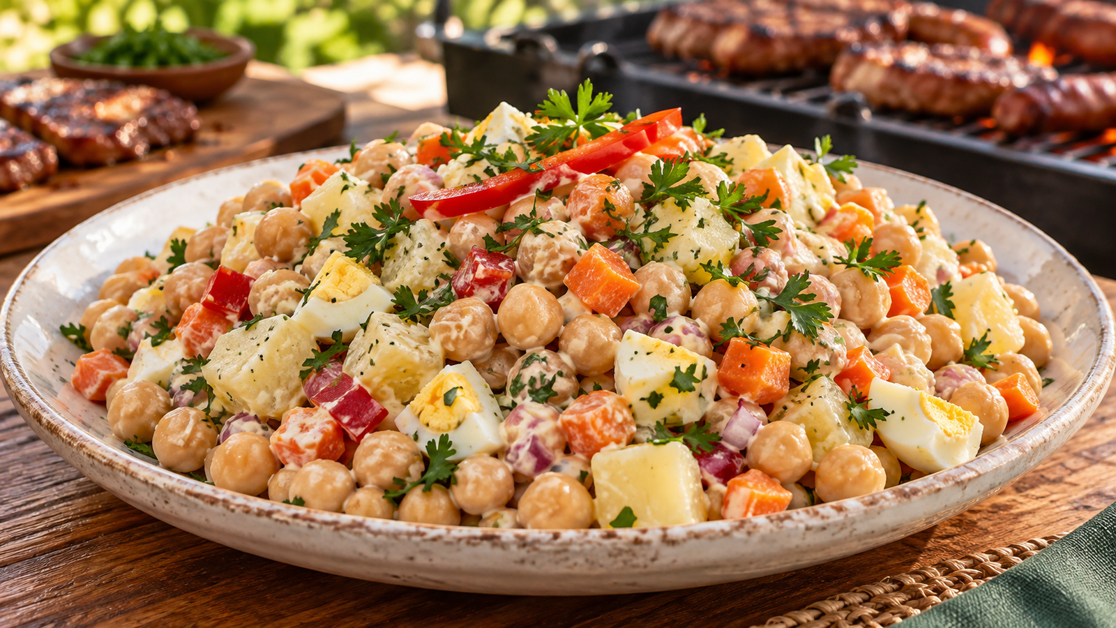 Salada de Maionese com Grão-de-Bico e Legumes